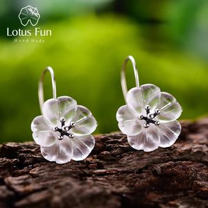 Lotus Fun Real 925 Sterling Silverörhängen Handgjorda designer Fina smycken Blomma i Rain Fashion Dingle örhängen för kvinnor 240113