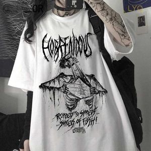 Summer Women T-shirts Goth Short Sleeve T Shirt Female Aesthetic Loose Punk Grunge Streetwear Gothic Harajuku Y2k Clothes Tops