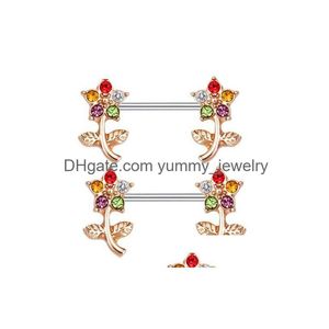 Anelli di protezione del capezzolo del fiore di Dobe dell'acciaio inossidabile dei gioielli all'ingrosso del corpo per la consegna di goccia Dhyfq