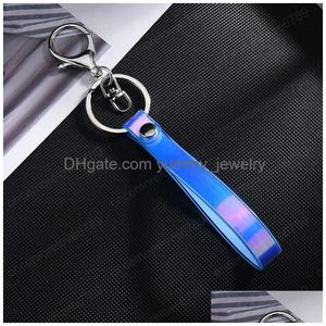 Креативный цветной лазерный мягкий резиновый брелок для ключей из ПВХ, ремешок, цепочка, милая женская сумка для телефона для девочек, подвеска, Прямая доставка Dhtiy