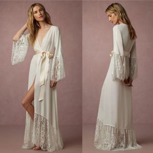 Jacken Langarm Vintage Spitze Brautjungfer Braut Roben Maßgeschneiderte Seide Satin Bademantel Hochzeit Party Robe Für Frauen Günstige Spitze Nachtwäsche