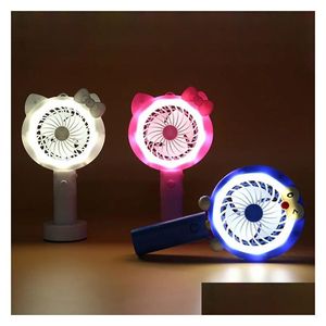 Other Furniture Summer High Fashion Mini Cartoon Fan Portable Hand Held Cool Air Cooler Usb Charging Led Light For Baby Kid Zz Drop Dhcmx