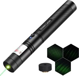 Puntatori Puntatore laser verde Ricarica USB da 10000 m Batteria incorporata Torcia laser Punto rosso ad alta potenza Singolo fiammifero stellato