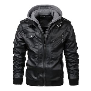 Men's Leather Jacket Spring Autumn Hooded Motorcycle PU Jacket Men Bicycle Jacket High Quality Retro Casual Men's Jacket Coats 240113