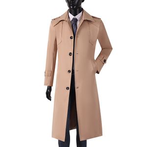 Men's Business Long Trench Coat Spring Autumn Single Breasted British Windbreaker Coat for Younger Large Size M-6XL