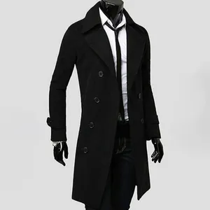 Men's Trench Coats Fashion Stylish Outwear Coat Button Lapel Overcoat Slim Fit Autumn Casual Double Breasted Formal Long Sleeve