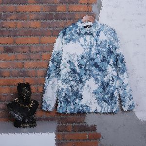 24SS Мужчина дизайнерская куртка парижская камуфляж цветы жаккардовые коралловые морские водоросль припечаток с длинными рубашками с длинными рубашками