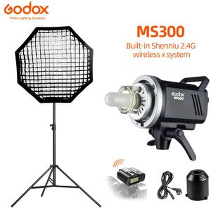 Tillbehör Godox MS300 Studio Flash Strobe Light Monolight 300Ws 2.4G Wireless X System GN58 5600K 150W Modelling Lamp Bowens Mount