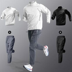 Conjuntos de secagem rápida dos homens esportes ao ar livre topos calças qualidade na moda fatos de treino respirável blusão jogging ternos roupas de treinamento 240112