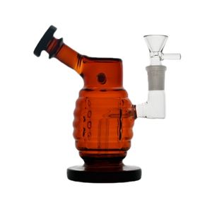 Huvudglas Bongs Hookah/Amber Grenade Drilling Rig Water Pipe 14mm Bong