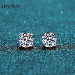 Pt950 Platinum Brilliant Cut 05 ct Total 1 Pass Diamond Tester D Color 4 Claws Stud Earrings Women Jewelry 240112