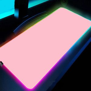 Pink mouse pad Rgb monochrome background game mouse pad with backlight LED laptop game keyboard game accessories desktop pad PC 240113