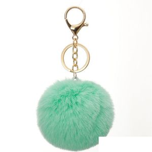 Imitation Rex Rabbit Fur P KeyChain Bag Cartoon Key Rings Pendant Cone Car Hair Ball Accessories Keychains 8x12.5cm Drop Delivery DHSDP