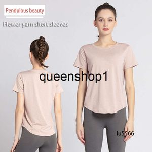 T-shirt nuda allentata a maniche corte da yoga da donna Felpa traspirante ad asciugatura rapida Allenamento da corsa Top da yoga Felpa casual slim fitLUU