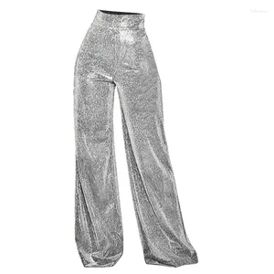 Active Pants Shiny Women Spirtly Glitter Casual Trousers Night Out Clubwear Long Lounge Pant Loose Flare Bell Bell