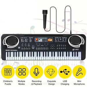 61 Keys Kids Electronic Keyboard Piano med Microphone Musical Instrument USB Digital Electric Organ Gifts Toys for Children 240112