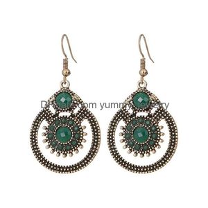 Bohemia Ethnic Ladies Dangle Earring Women Round Alloy Crystal Stone Beaded Earrings Fashion Jewelry Drop Delivery Dhvdl