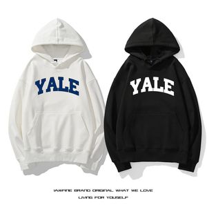 Yale Letters Hoodies الخريف شتاء ثخانة من بلوزات الجودة عالية الجودة اتجاه الرجال نساء من النوع الثقيل للسفن غير الرسمية Y2K هوديي Pullover TOP 240112