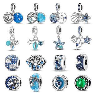 925 Sterling Silver Ocean Series Mermaids Shell Charms Pärlor Fit Pando 925 Original Armband Fina födelsedag DIY -smycken