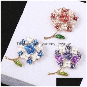 Lilac Flower Brooches For Women Suit Collar Clip Hydrangea Weddings Party Cor Brooch Buckle Lapel Pins Gift Accessory Drop Delivery Dhesu