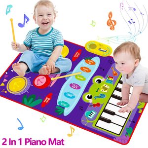 Çocuklar için 2 Piyano Mat Sopa ile Toddler Davul Müzik Touch Halı Enstrüman Eğitim Oyuncakları Hediye 240112