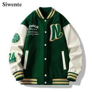 American Trend Stitching Baseball Uniform Youth Embroidered Loose Jacket for Men Letter Striped Collar Windproof Couple Outfit 240113