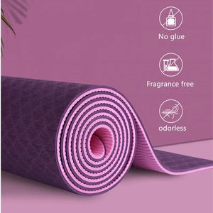 1830 610 6MM TPE TWOCOLOR YOGA MAT NONSLIP CARPET初心者環境フィットネスジム240113に適しています