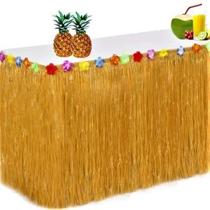 Hawaiian Table Skirt Luau Grass Party Decoration for Tiki Tropical Hawaii Themed Birthday Graduation Costume 240112