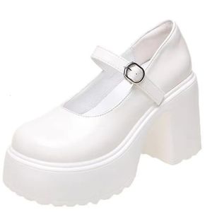 Black White Mary Janes Super Thick High Heels Platforms Pumps for Women Casual Spring Summer Shallow Party Chunky Shoes Ladies 240112
