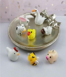 JINGLANG Resin Cute Animal Charm Little Yellow Bee Goose Chicken Earrings Pendant Necklace Bracelet Charms Accessories5485481