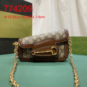 2024 Real Cowhide Horsebit Canvas Bags Retro Sadel Purse Classic Neo Vintage Crossbody Designer Handbags Lady Clutch Pureses Horsebit 1955 774209