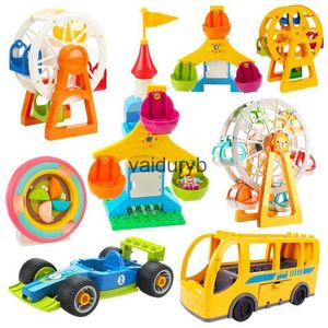 Manyetik Bloklar Büyük Yapı Blosu Ferris Wheels City Race Araba Otobüs Eğlence Parkı Uyumlu Duplo Eğitim Yaratıcı Oyuncaklar Ldren Kids Hediye Vaiduryb