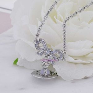 Choker Vivianeism Westwoodism Necklace Quality Silver Protein Purple Octavie Bow 3D Saturn Necklace Edition