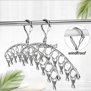 Hangers Racks 20Pegs Stainless Steel Clothes Drying Hanger Windproof Clothing Rack 20 Clips Sock Laundry Airer Hanger Underwear Socks Holdervaiduryd