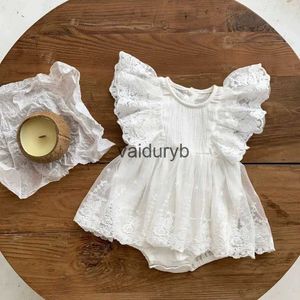 Rompers Bady Girl Princess Lace Romper Dress Embroidery Ruffle幼児幼児の袖なしパーティーウェディングページェントバースデー服3-18mvaiduryb