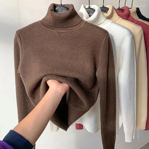 Kadın Sweaters Kış kalın Sıcak Burtleneck Külot Örgü Süveter Top Kadınlar Zarif Polar Uzun Kollu Slim Basic Squarwear Moda Vahşi