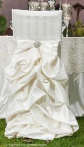 Täcker 2019 kristaller taffeta bröllopsstol Sashes romantisk vacker stol täcker billiga skräddarsydda bröllopsmaterial c05