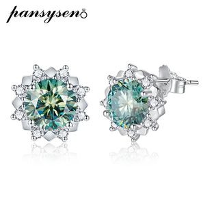 PANSYSEN Stud Earring 925 Sterling Silver Jewelry 65mm 10 Carat Diamond Earrings for Women Wedding Engagement Gift 240112