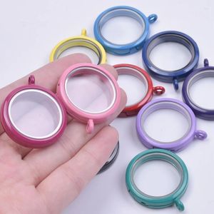 Anhänger Halsketten 1 stück 30mm Runde Medaillon Speicher Floating Relicario DIY Bunte Glas Living Po Medaillon Frauen Schmuck Bulk