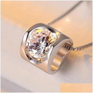 Pendant Necklaces Angel Kiss 1 Ct Moissanite Pendant S925 Sier Collarbone Lady Necklace Engagement Anniversary Gift Drop Delivery Jewe Otczh