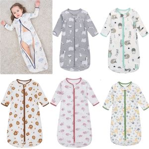 Algodão bebê manga longa saco de dormir crianças pijamas anti-chutar casulo para nascido envelope saco de dormir cama para 0-18m 240112