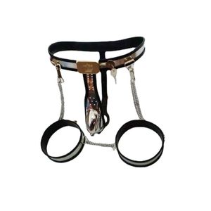 Cintura di castità maschile Anello per gamba Spina anale Dispositivo di castità in acciaio inossidabile Catetere per schiava sessuale del pene Tube599