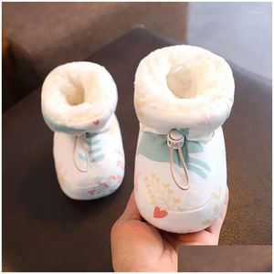 Erste Wanderer warme Säuglingsbett-Schneestiefel weiche bequeme Mädchen-Jungen-Anti-Rutsch-Socken Born Baby-Schuhe Zapatos Rojos Drop-Lieferung für Kinder Otnq3