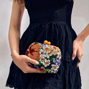 Retro paljetter Evening Dress Floral Pattern Clutch Mini Bag - Perfekt för Party Wedding Club Dinner 240112