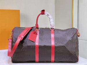 Tasarımcı Duffel Bag Lüks Seyahat Çantası Büyük Kapasiteli Su Geçirmez Torbalar Klasik Açık Deri Baskılı Büyük Boyutlu Tasarımcı Duffel Çantalar 50cm