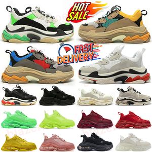 2024 Luxury Casual Shoes Outdoor Tennis Paris Triple S Clear Sole Black Neon Green Yellow Mens Womens Sneakers Sport Brand Trainers Platform Dhgate Shoe36-45