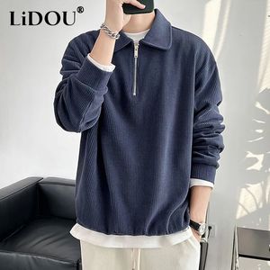 Spring Autumn Fashion Loose Solid Casual Sweatshirt Man Long Sleeve AllMatch Business Man Pullover Tops Streetwear Ropa Hombre 240112