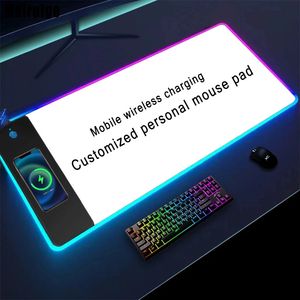 Коврик для мыши Mairuige с беспроводной зарядкой, RGB, индивидуальный коврик для мыши, насадка для игровых настроек, Diy Desktop Pad, настольная клавиатура, раскрывающийся список 240113