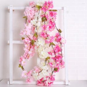 Dekorativa blommor 177 cm Artificial Cherry Vine Flower Wall Hanging Home Garden Party Silk Wedding Decor