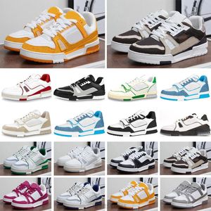 Virgil Trainer Series sneakers män kvinnor casual skor abloh denim canvas läderplattform präglad med diamanttränare bokstäver överlagrar modeskor